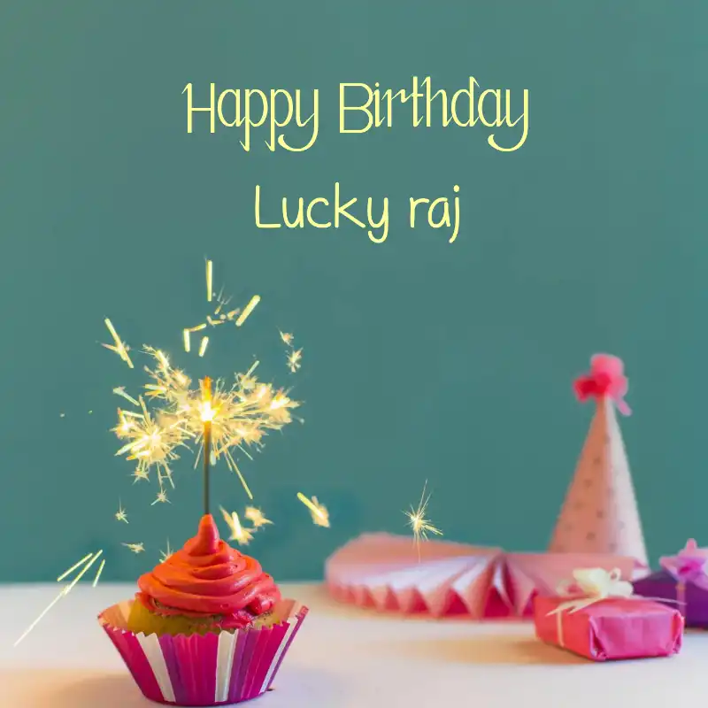 Happy Birthday Lucky raj Sparking Cupcake Card